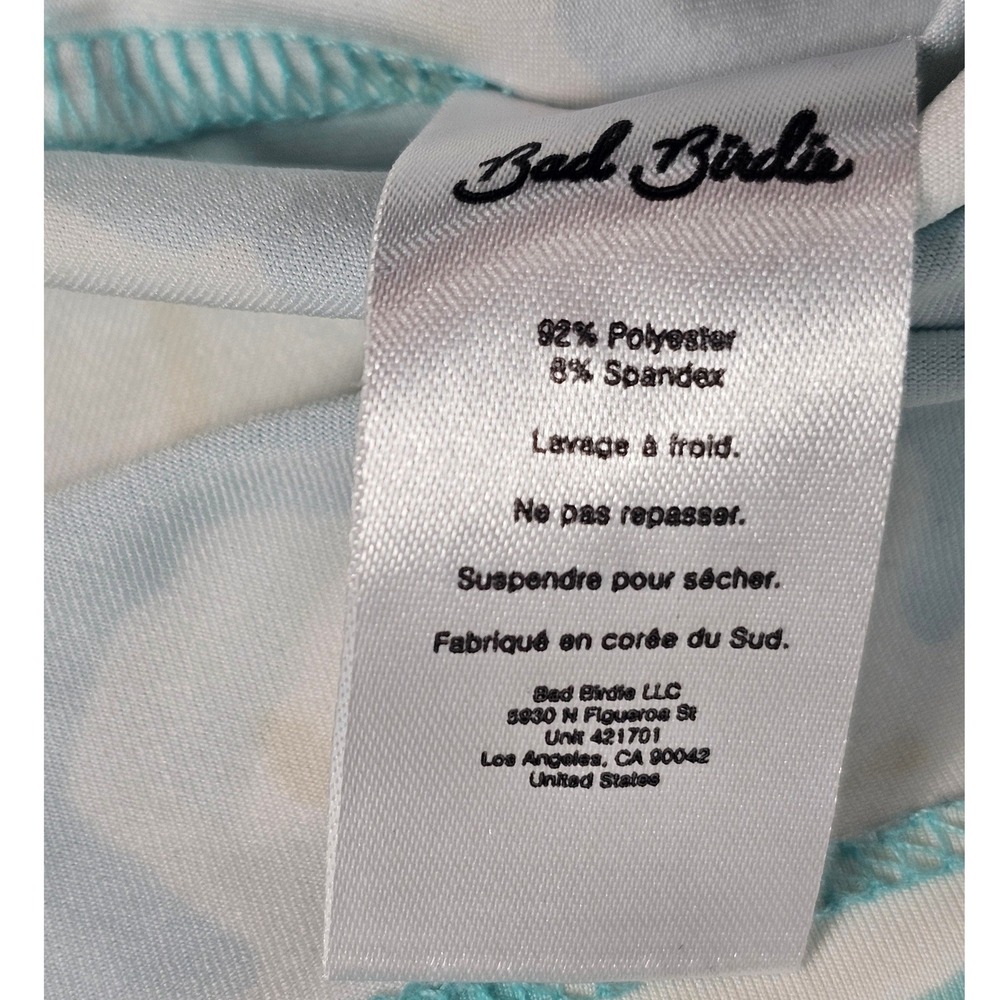 Bad Birdie Mens Golf Polo Shirt Aqua Floral Short Sleeve Button Up Size L - Picture 5 of 8